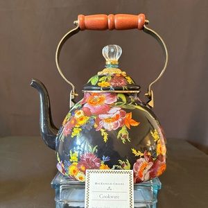 Mackenzie Childs Enamel Floral Teapot ORIGINAL